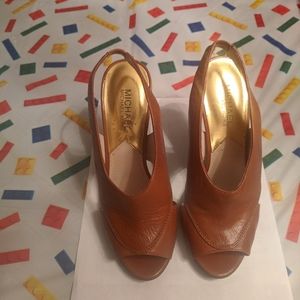 Michael Kors Sling Back Peep Toe Leather Sandals